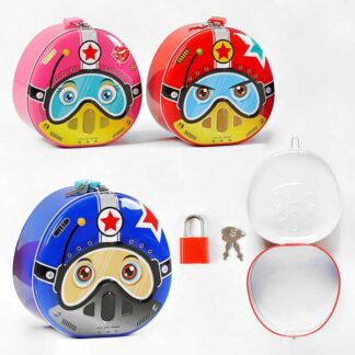 Скарбничка C 60060 3 види, металева, замок з ключем, ВИДАЄТЬСЯ ТІЛЬКИ МІКС ВИДІВ