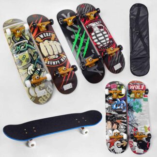 Скейт деревянный S 00675 6 видов, колеса PU, диаметр 5.5 cм, подшипники ABEC-7, подвеска – алюмин...