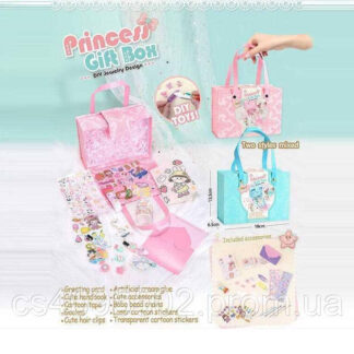 Набір аксесуарів ZD 112 2 види, конверт, шпильки, наліпки, ланцюжки, в боксі