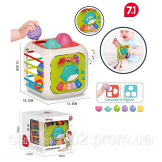 Музичний куб 688-87 7 в 1: піаніно, пальчикові ігри, брязкальце, сортер, рухомі шестерні, пірамід...