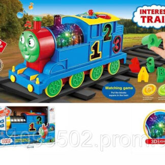 Паровоз 3206 колесо вільного ходу, підсвічування, мелодія, звукові ефекти, сортер, рухомі шестерн...