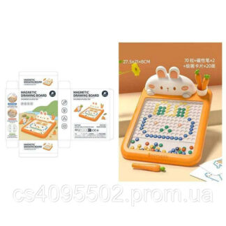 Магнітна мозаїка CL 001 “Зайчик”, 2 магнітних стилуси, 10 двосторонніх карток із завданнями, в ко...