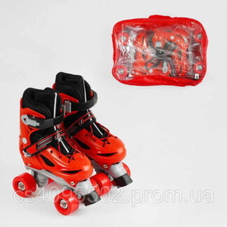 Ролики 7595-S розмір 31-34 колір ЧЕРВОНИЙ, колеса PVC, устілка .5-20 см, d колес – 4.5 см, в сумці