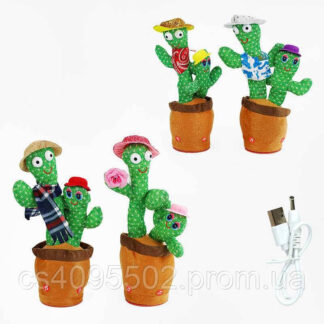 Інтерактивна іграшка C 63394 4 види, “Кактус”, укр. пісні, функція запису та повтору голосу, USB,...