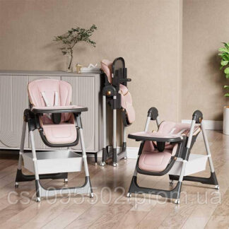 Стільчик для годування Toti S-19225 мягкий чохол PU, 4 колеса, з’ємний столик, корзинка, в коробці