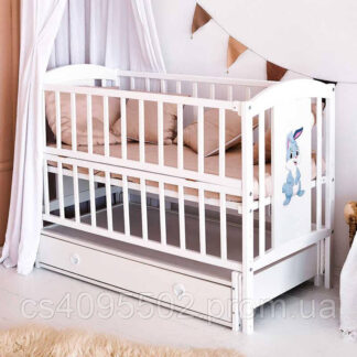 Гр Ліжечко дитяче ЛІЛІ "Зайчик" шарнір-підшибник з відкидною боковиною+шухляда,