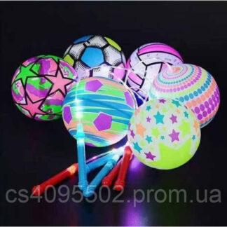 М`яч гумовий C 72545 діаметр 17 см, паличка, підсвічування, 3 режими, від батарейок, у пакеті, ВИ...