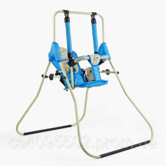 Гр Гойдалка підлогова "Алінка" 209155 синій каркас, бежева матерія, бежевий гномик, в пакеті