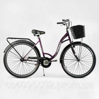 Велосипед міський Corso «FORTUNA» 28`` FR-5198 одношвидкісний, сталева рама 20``, корзина, багажник